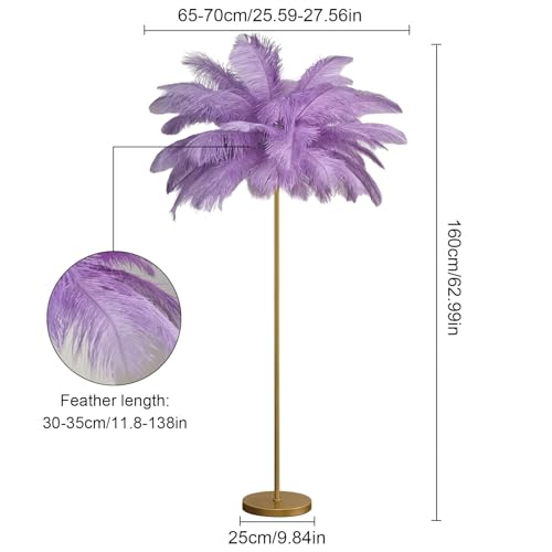 Lámpara de pie de plumas de avestruz LED contra la luz deslumbrante en dormitorios y salones 5