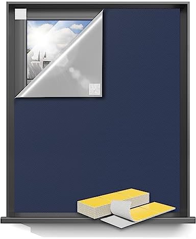 Sumobaby 75"x57" Portable Blackout Curtains, Blinds for Windows with Hook & Loop Tapes, 100% Blackout Window Shades, Window Curtains Easy to Cut Fit for Bedroom, Baby Room and TV Room (Blue)