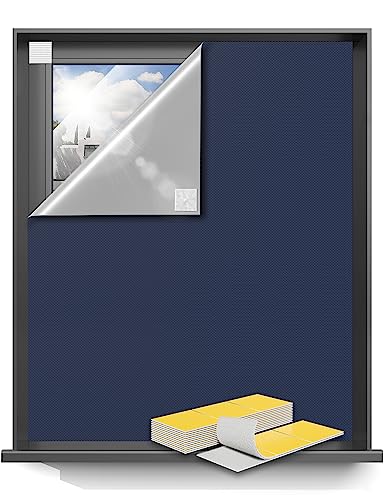 Sumobaby 75"X57" Portable Blackout Curtains, Blinds For Windows With Hook & Loop Tapes, 100% Blackout Window Shades, Window Curtains Easy To Cut Fit For Bedroom, Baby Room And Tv Room (Blue) #TOP9