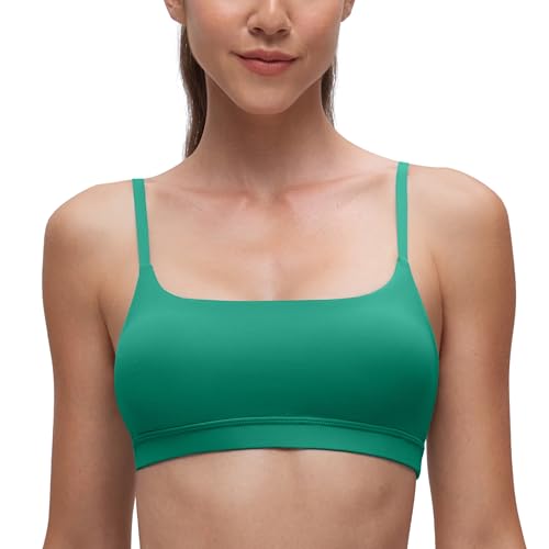 Image of CRZ YOGA Butterluxe Scoop Neck Sports Bras | Light Support, Removable Pads, Yoga, Extremely Soft, U Back, Adjustable Spaghetti Straps, for Women