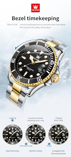Image of OLEVS Watch for Men Stainless Steel Analog Quartz Chronograph Moon Phase Watch Waterproof Date Luminous Wrist Male Watches,Gift for Men