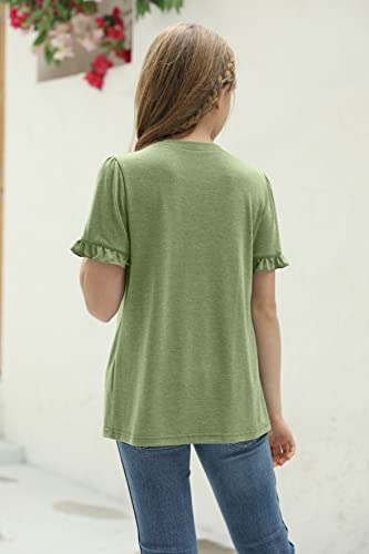Image of Haloumoning Girls Crew Neck T Shirts Peplum Babydoll Tops Tees 4-15 Years | Girls T-Shirts, Casual Loose Tunic Tops, Cute Ruffle T Shirts, Short Sleeve Shirts, Long Sleeve Blouse