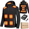 Heated Jacket for Men with 20000mah Battery Pack, 21 Heating Zones, Versatile Soft Shell Coat, Heated Clothing for Hiking Skiing,Black,L