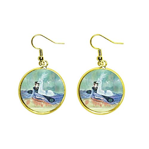 Pendientes de gota dorados de ciervo blanco para mujer con estilo retro