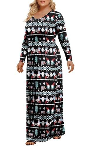 Image of LONGYUAN Women's Plus Size Maxi Dresses for Curvy Women Casual Long Dress XL-6XL