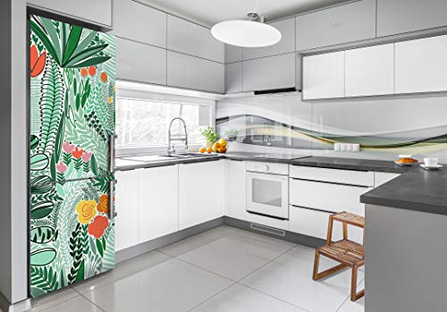 Pegatinas nevera autoadhesivas 70x190 cm película lavable flores tropicales 3