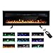 M.C.Haus Insert de cheminée électrique Mural Autonome en métal avec Flamme colorée, télécommande avec Cristal (102cm, Noir)