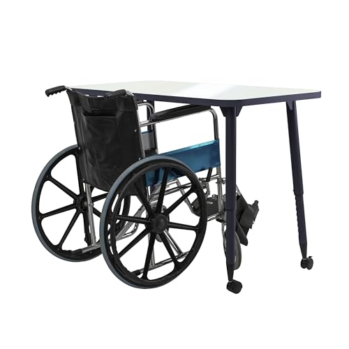 Image of Adapte Commercial Dry-Erase Classroom Activity Table - 24 inch x 48 inch Rectangle Whiteboard, ADA Compliant Tapered Legs, Glides & Casters Adjustable Height 22-34 inch Wheelchair Accessible, School Furniture