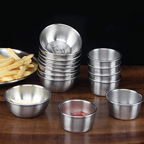 YARNOW 6 peças de 80 ml de molho de aço inoxidável, pratos redondos para temperos de sushi