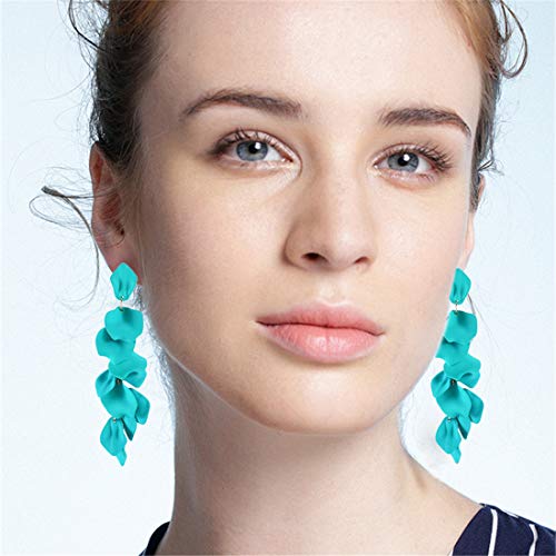 Image of Acrylic Rose Petal Drop Dangle Earrings Bohemian Resin Square /Oval /Hoop /Flower /Heart Statement Earrings for Women Gifts