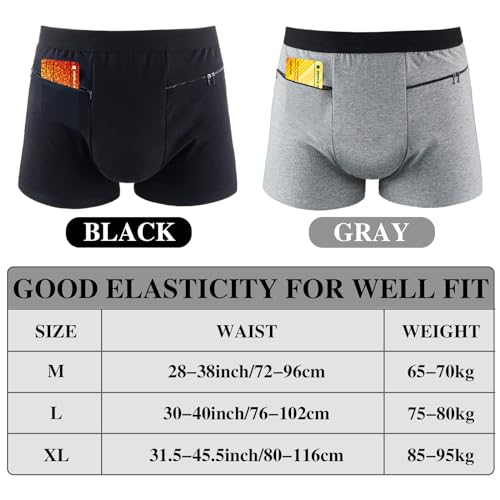 2 Packs Men Pocket Underwear Boxer Panties Travel Briefs with Front Pockets for Men Compartment Items Accessories2