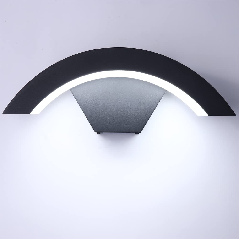 ZIKEY Modern 12W Wall Light, LED Wall lamp Sector Curved Stylish Indoor/Outdoor Lamp, Waterproof IP65 Wall Lighting for Garden Stair Patio Bedroom (Cool White)