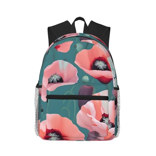 Sac à dos de voyage polyvalent imprimé coquelicots pastel poétique
