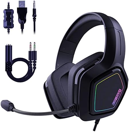 Shuomeng Gaming Headset Headphones with Microphone, SM-H1BK 3.5mm Audio Jack Over Ear Black Headphones Wired for PC Switch Playstation Xbox PS5 Laptop Shuomeng Gaming Headset Headphones with Microphone, SM-H1BK 3.5mm Audio Jack Over Ear Black Headphones Wired for PC Switch Playstation Xbox PS5 Laptop