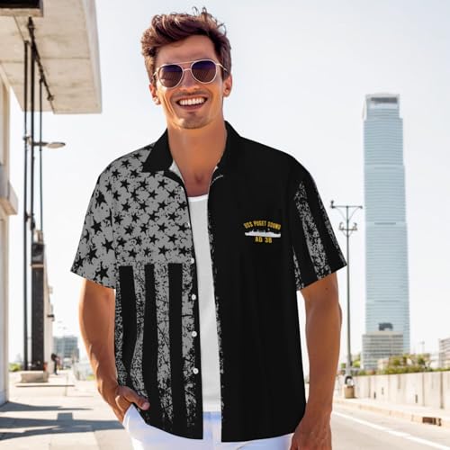 USS Puget Sound Ad 38 Men's Shirts Short Sleeve Casual Shirts Button Down Shirt for Men Beach Summer Shirt3