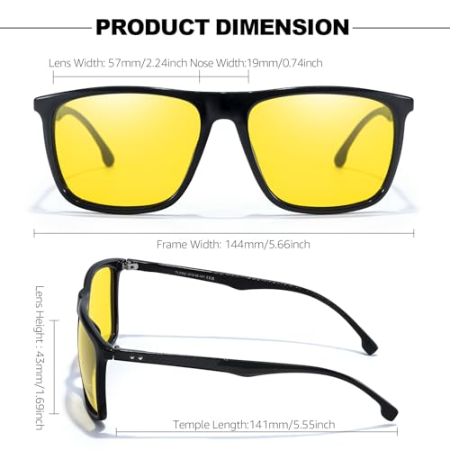 IGnaef Men Night Vision Pro Glasses for Driving Anti Glare Polarized Yellow Nighttime Glasses IF72023