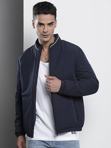 Image of The Indian Garage Co Men Slim Fit Solid Puffer Jackets