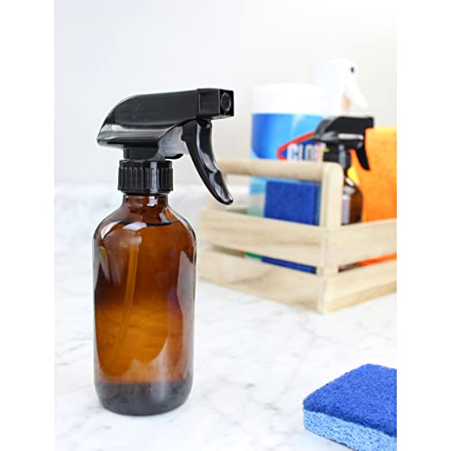 Cornucopia Brands 16-Ounce Amber Glass Spray Bottles W/Reusable Chalk Labels (2 Pack), Heavy Duty Mist & Stream 3-Setting Sprayer; Great For Essential Oils #TOP4