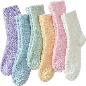 6 Pairs Fuzzy Socks For Women Soft Home Slipper Socks Fluffy Sleeping Socks dont Shed Lint
