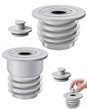 UEAVOID Sello Adaptador Desagüe Lavadora Set 4 Piezas: 2 Sellos de Tubería (2 Tamaños) + 2 Tapones Ø60mm. Anti Olor, Anti Plagas y Reflujo. Protección Duradera para Baño y Lavandería.