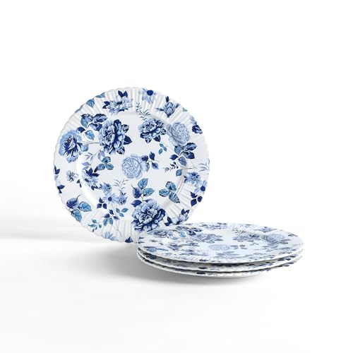 Stone Lain Fiore 4-Piece Salad Plate Set New Bone China, Blue by Stone Lain - Used condition - US$17.59