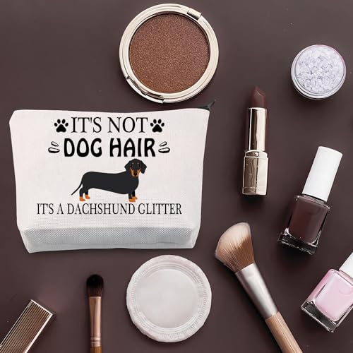 PLITI Dachshund Gifts For Women Dachshund Lovers Makeup Bag It's Not Dog Hair It's a Dachshund Glitter Dachshund Mom Gift (Dog hair dachshund bagU) - Image 4