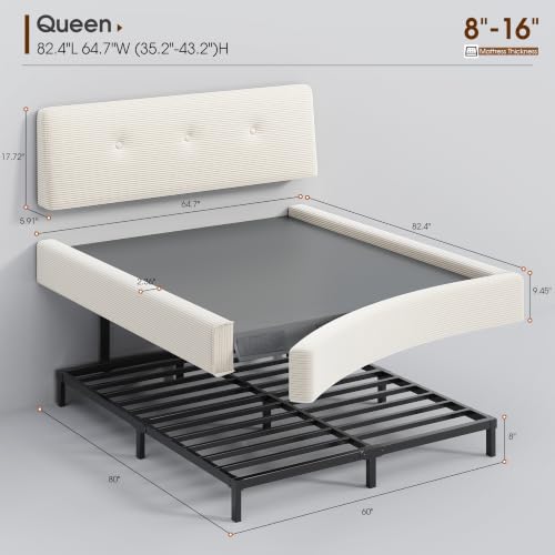 Image of EnHomee Cloud Bed Frame Full Size with Adjustable Headboard