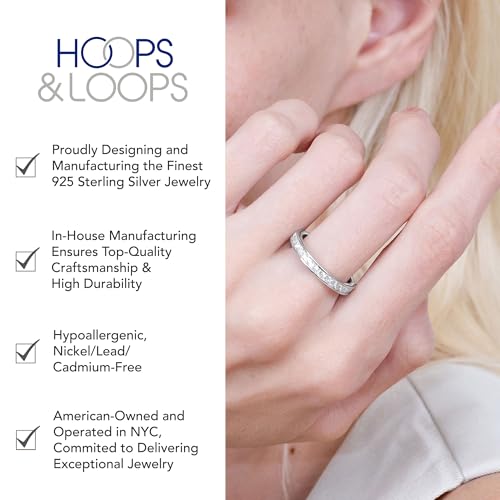 Hoops & Loops 2mm 925 Sterling Silver Wedding Band Round Cubic Zirconia Channel Set Full Eternity Stackable Engagement Anniversary Ring for Women Size 5-103