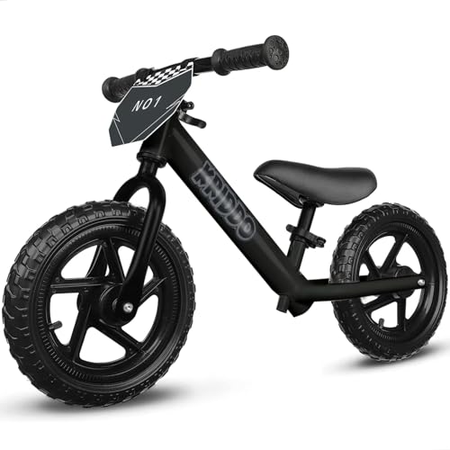 Image of KRIDDO Toddler Balance Bike 2 Year Old, Age 24 Months to 5 Years Old, 12 Inch Push Bicycle with Customize Plate (3 Sets of Stickers Included), Steady Balancing, Gift Bike for 2-3 Boys Girls, Night