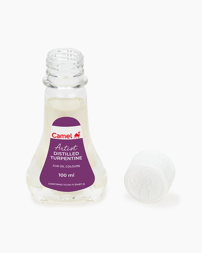 Image of Camel Distilled Turpentine 100 ml | Solvent for Oil Painting | Thinner for Oil Colours & Cleaning Brushes | Fast-Evaporating Art Medium