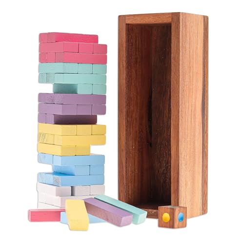 NOVICA Artisan Handmade Wood Puzzle Raintree Stacking Multicolor Thailand Chess Sets Games Puzzles [10.75in H x 3in W x 3in D Pieces 0.6in H x 3in W x 1in D Box 11.5in H x 3.7in W x 3.3in D 0.9in H X]