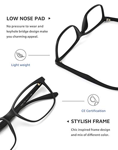 Image of Cyxus Blue Light Glasses for Men Women Reduce Eye Strain Square Frame 8083, 06-blue Light Glasses Set-black*2, Medium | Eye Protection,UV Protection,Lightweight TR90 Frame,Ideal for Computer Screen Office Work
