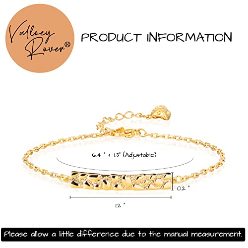 Valloey Rover Gold Bracelets For Women，Dainty Bar Heart Circle Cross Cubic Zirconia Charm Adjustable Bracelet Fashion Jewelry For Women(Bar #TOP4