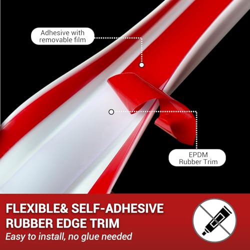 Image of Rubber Edge Trim, Flexible Cabinet Door Edge Protectors, 3 /4 inch(19mm) Self Adhesive Rubber Edge Guard, Protect Kitchen & Drawer Fronts, Edge Protectors for Counter Tops, Desks and Shelves, White, 10Ft