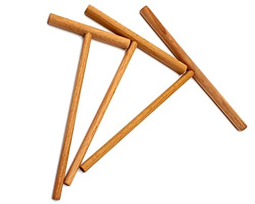 Kuchengerate Crepe Spreader Sticks 3 Set | 3 Pieces [ 7", 5", 3.5" Inches Crepe Spreader Sticks ] Convenient Sizes to Fit Any Crepe Pan Maker | All Natural Handmade Beechwood T-Shape Construction