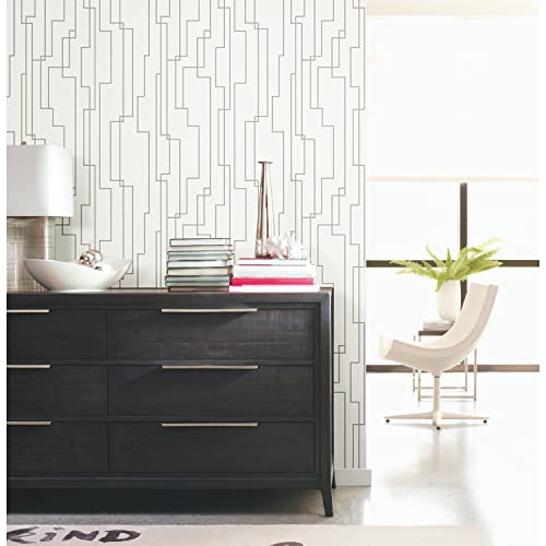 RoomMates RMK12413PL Grey Geo Circuits Peel and Stick Wallpaper by RoomMates - Used condition - US$28.90