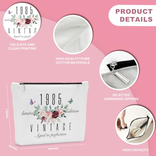 JIUWEIHU 40th Birthday Gifts for Women, 40th Birthday Decorations Present, 40 Year Old Birthday Gift Ideas for Sisters, Friend, Coworker, Grandma, Mom, Boss 1985 Limited Edition Makeup Bag2