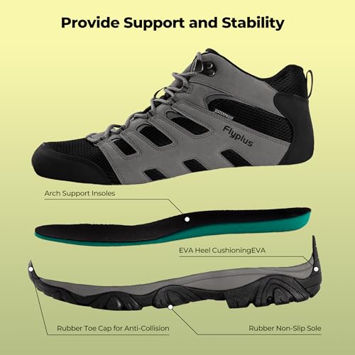 Men’s Waterproof Hiking Boots - Lightweight Slip-Resistant Mid Ankle Support for Outdoor Trekking and Camping4