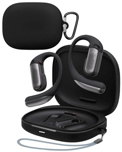 For Shokz OpenFit Pro �P�[�X YAJOJO ���C�����X �C���[�z�� �[�d�P�[�X�J�o�[ �J���r�i�E�L�[�`�F�[���t�� �V���R���ی�P�[�X �����h�~ �ϏՌ� �h�o �L�Y�h�~ �w��h�~ Shokz OpenFit Pro �Ή�(�u���b�N)