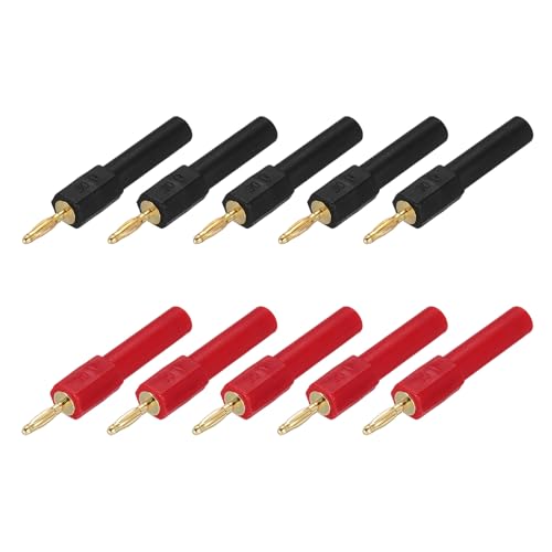 Image of sourcing map 10 Pcs 2mm Banana Plugs, 36A 2mm Plug 4mm Jack Speaker Wire Cable Plugs Connectors, Banana Jack Connector for Speaker Wire Audio Cable, Black&Red
