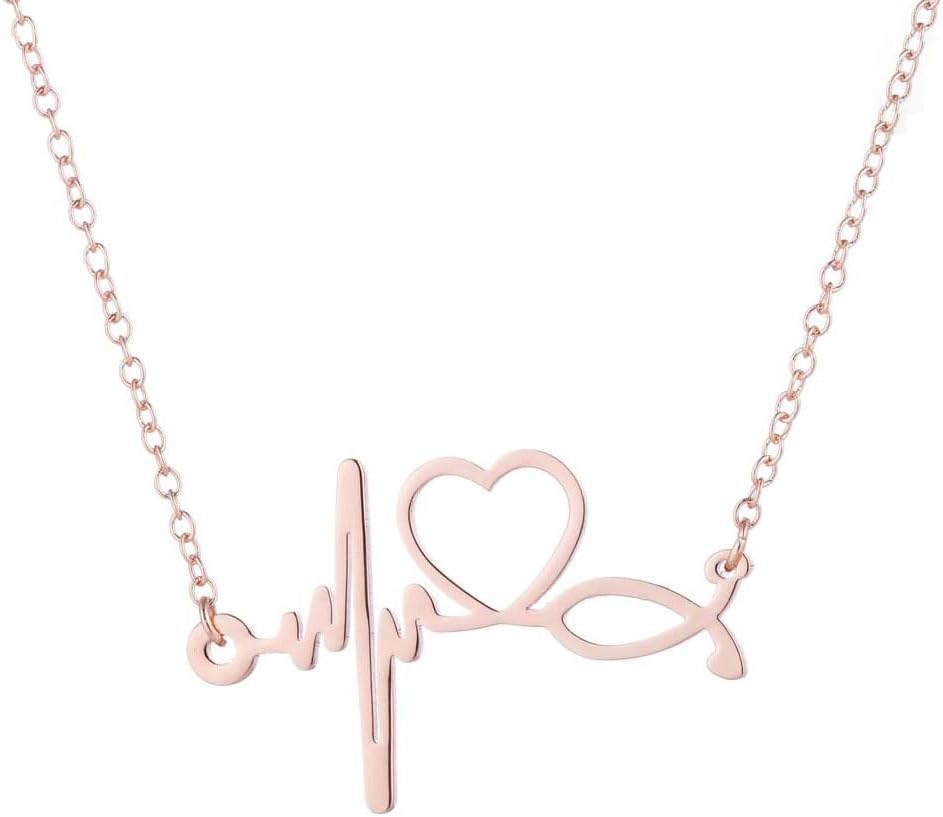 Nurses'day Gift EKG Heartbeat Necklace Lifeline Pulse Pendant Nurse Doctor RN Nursing School Graduation Jewelry