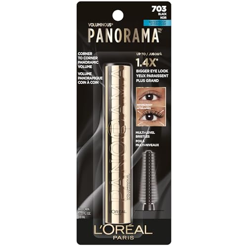 Image of L'Oreal Paris Voluminous Panorama Waterproof Mascara Volumizing, Clump Free, Smudge free, Long-lasting, Black, 9.9ml (Pack of 2)