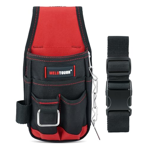 MELOTOUGH Pocket Tool Pouch Tool Belt Pouches with Belt Clip Utility Mini Tool Organizer Pouch for Electrician,Carpenter,Construction,Technician(Red)