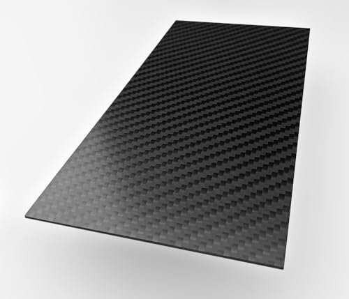 100 x 200 mm Karbonfaserplatte. 1 mm Kohlefaser Platte stark. Matt 3K Carbon Fiber Blätter. Robust und hohe Härte. Kohlefaserplatte zum CNC-Schneiden. Plate 100mm x 200mm