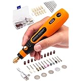 mokedo-factory ミニルーター リューター ホビーリューター USB 充電式 コードレス ミニ四駆 カーボン 模型 工作 切削 加工 ダイヤモンドカッター 穴開け モケドーファクトリー (アタッチメント46個セット)