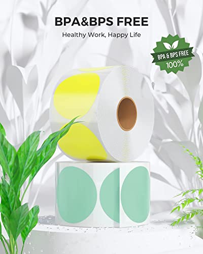 Munbyn 2 Inch Green Circle Thermal Sticker Labels, Self-Adhesive Round Direct Thermal Labels, Multi-Purpose Roll Sticker Labels For Diy Logo Design, Qr Code, Name Tag, Inventory-750 Labels/1 Roll #TOP3