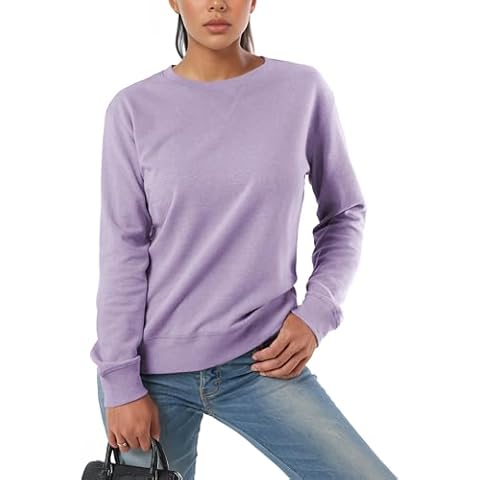 GIVON Relaxed Fit Crewneck Sweatshirts Women Long Sleeve Lavender Sweatshirt Cute Pullover Lightweight Tops / DCS200-LAVENDER-M Cover