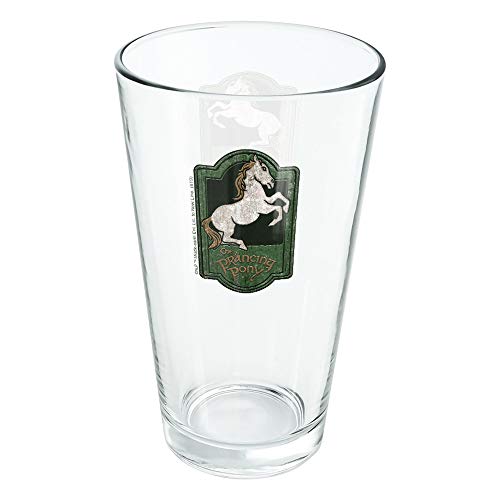 LOGOVISION The Lord Of The Rings The Prancing Pony 16 oz Pint Glass, Tempered Glass, Licensed Printed Design & A Perfect Fan Gift | Great for Cold Beverages, Soda, Water