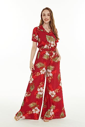Image of Matchable Family Hawaiian Luau Men Women Girl Boy Clothes in Pineapple Garden Burgundy
