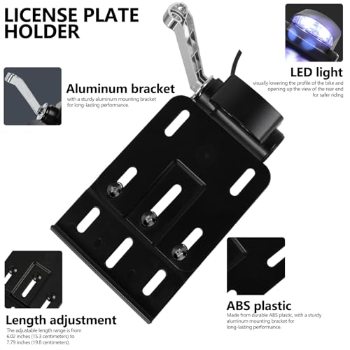Image of Rear Side License Plate Bracket Holder with LED Light for Harley Sportster XL883, XL1200, Dyna Low Rider FXDLS, Street Bob FXDB 2004-2020 Chrome